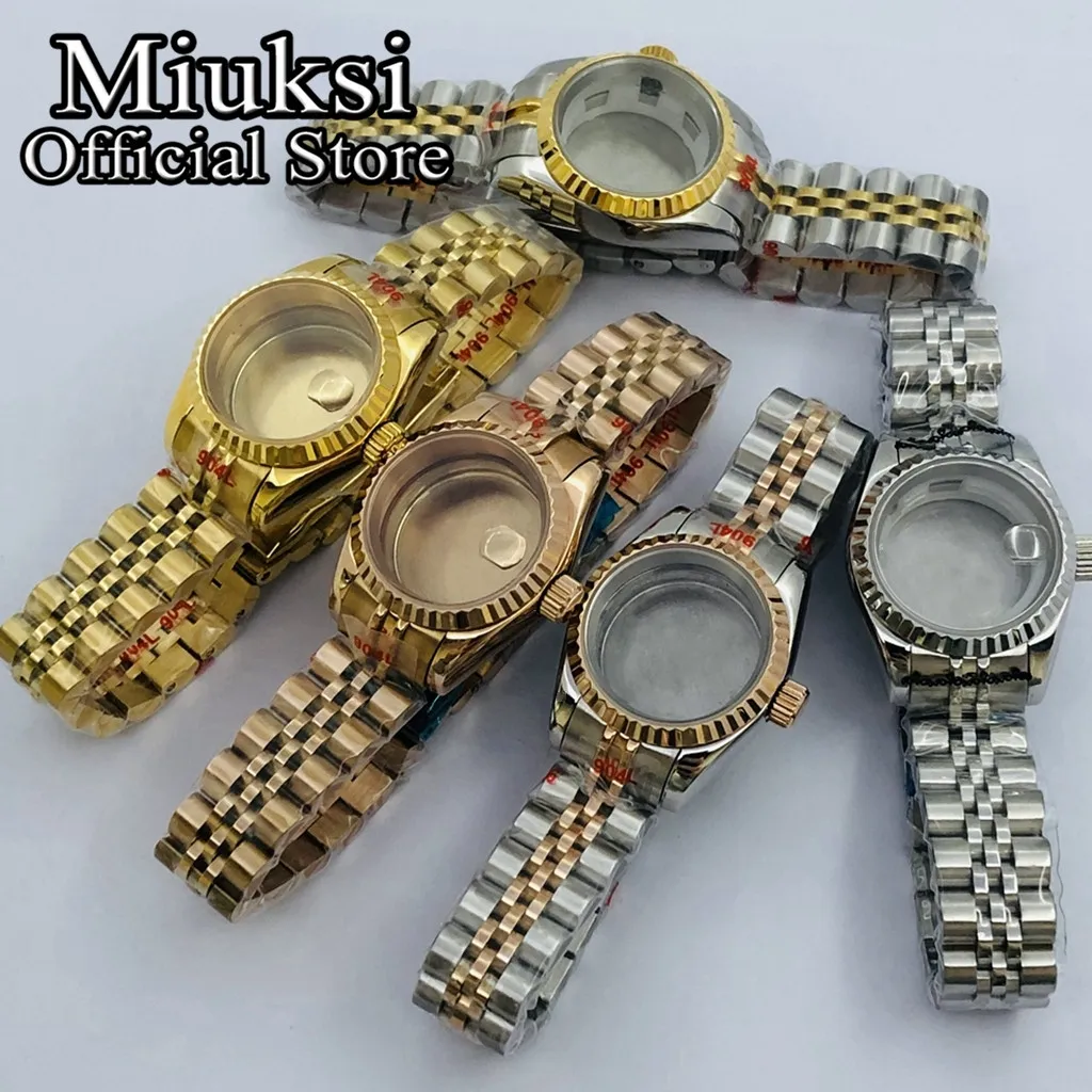 

Miuksi 26mm silver gold watch case sapphire glass silver black green dial fit NH05 NH06 movement