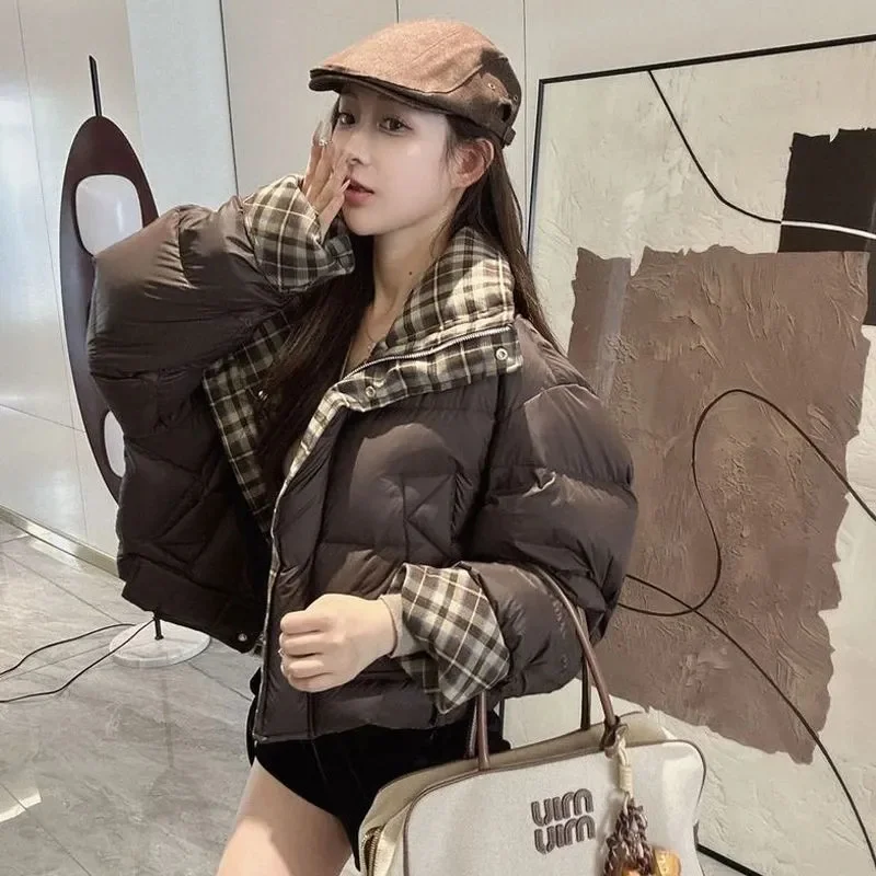 2025年ニューファッション韓国女性パーカーショートルーズワイルドウィンタージャケットカジュアルダウンコットンコート女性用暖かいブレッドサービスアウター