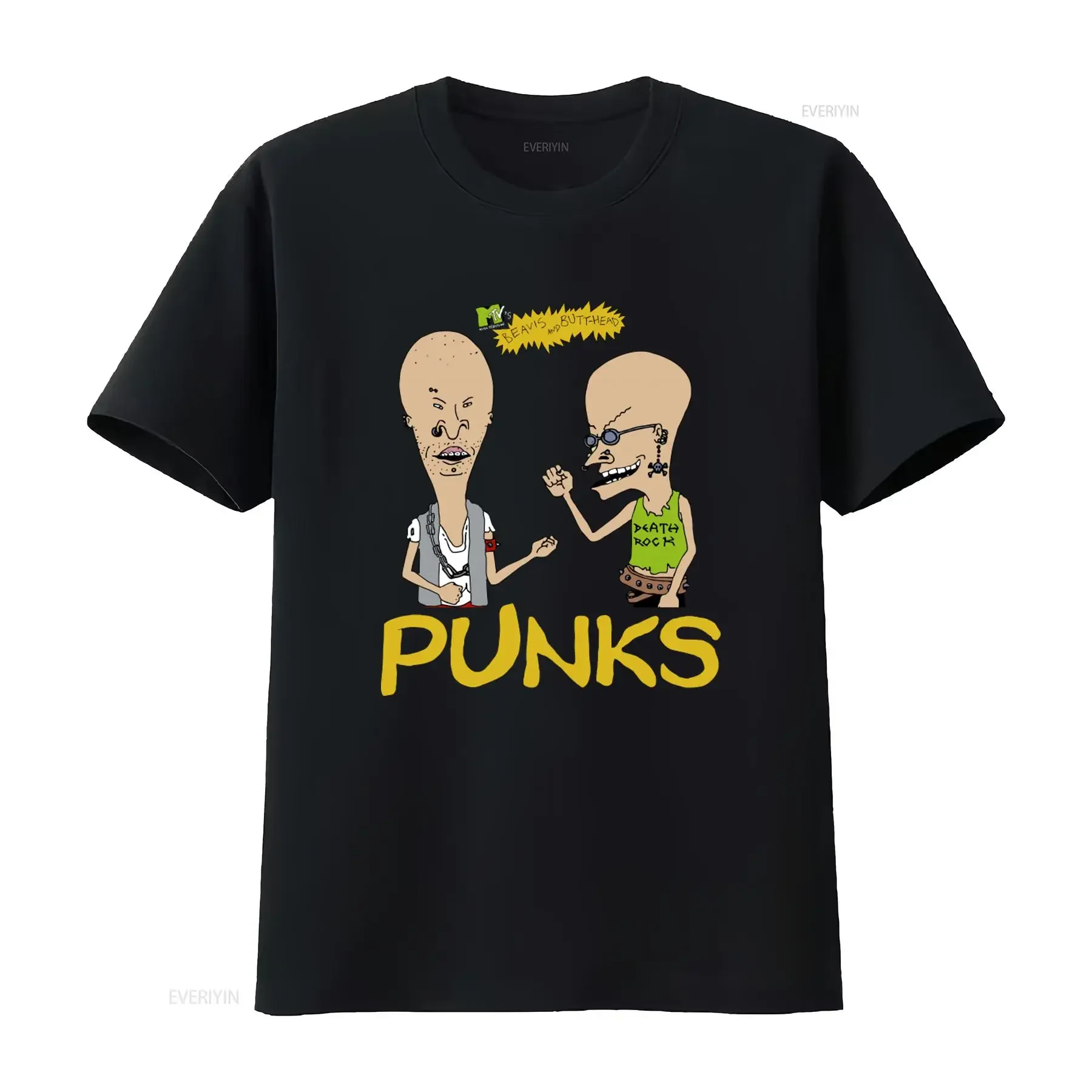 Camiseta Vintage de los 90 de Beavis and Butthead, Diseño Retro de Dibujos Animados de MTV, Estilo Rock, Ropa de Diseñador con Efecto Lavado Vintage