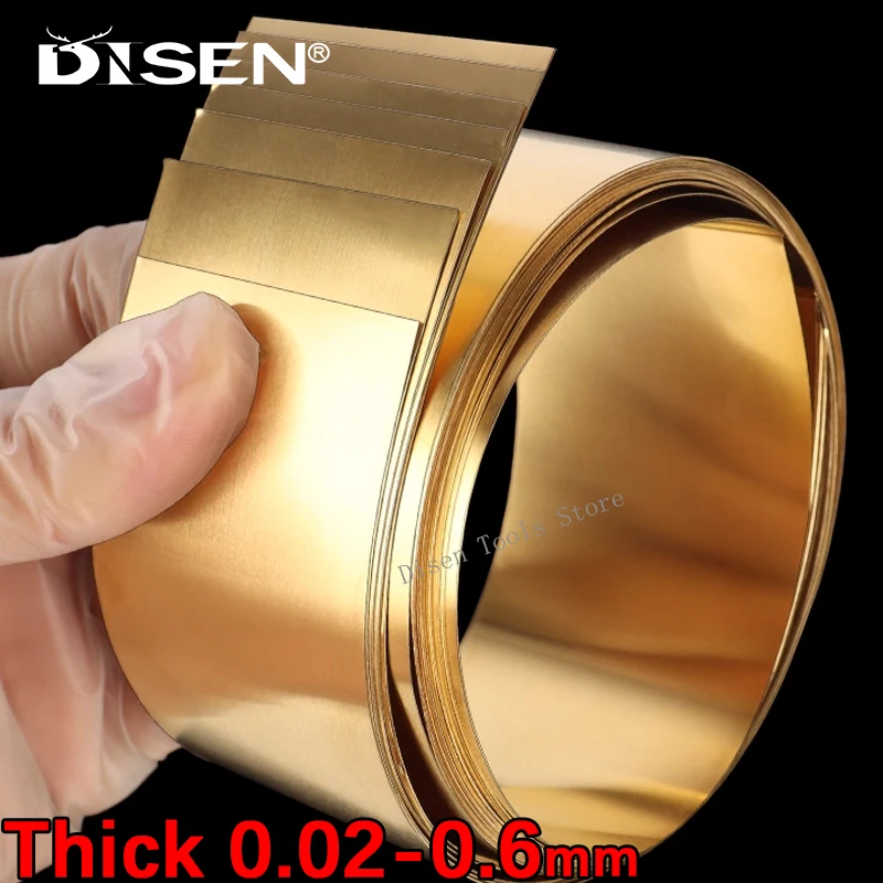 Brass Strip Sheet 0.02-0.6mm Thick H62 Yellow Copper Foil Metal Thin Sheet Plate