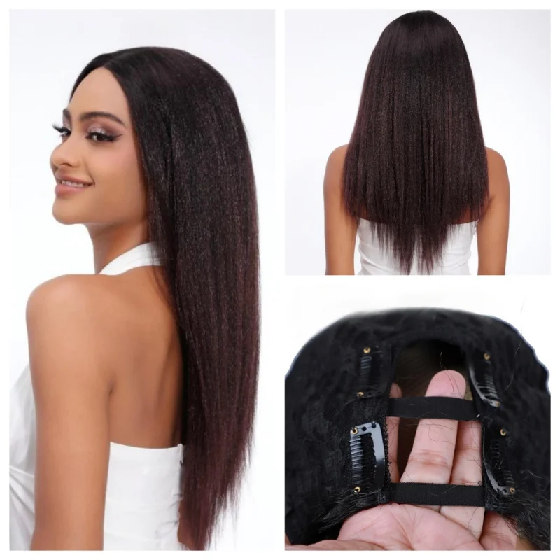 

Blice 20 дюймов афро длинный странный прямой U-образный свободный боковой смешанный красный коричневый парик из волос яки термостойкие синтетические повседневные парики для женщин