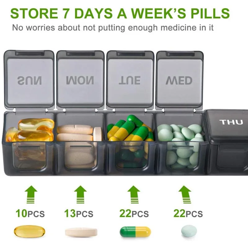 Travel Pill Box Plastic Pill Case Weekly Medicine Storage Organizer Container Drug Tablet Dispenser Independent Lattice Holder