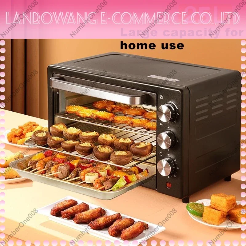 25L Electric Oven Countertop Toaster Oven with Timer, 1500W, Stainless Steel, Baking, Roasting, Broiling