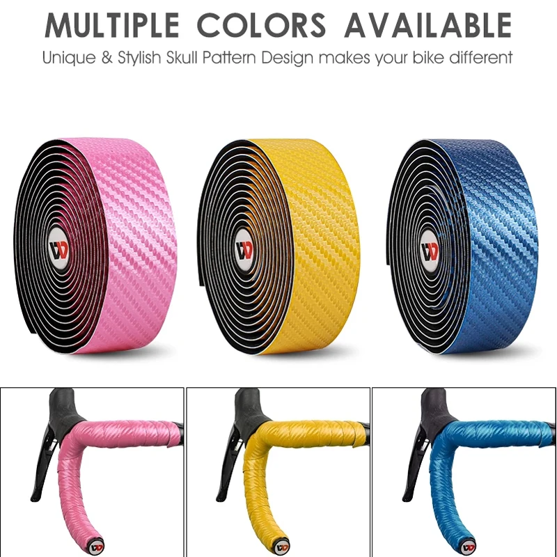 West Biking-PU Leather Bicycle Handlebar Tape, Road Bike Tapes, 3K, fibra de carbono, acessórios de bicicleta