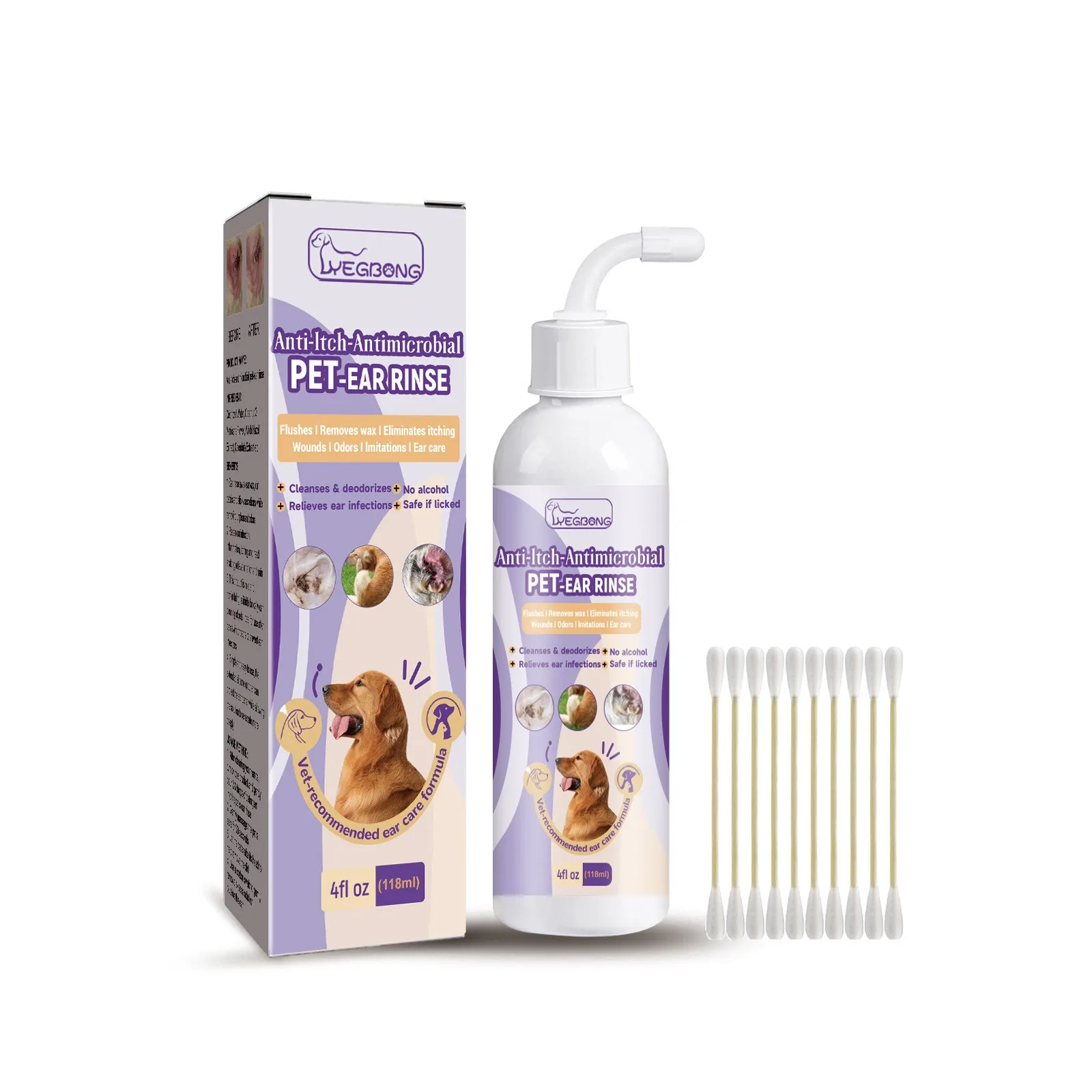 Ear Cleaner Pet Ear Drops For Infections Control Yeast Mites Ear Mites And Ear Wax Itching 118ml