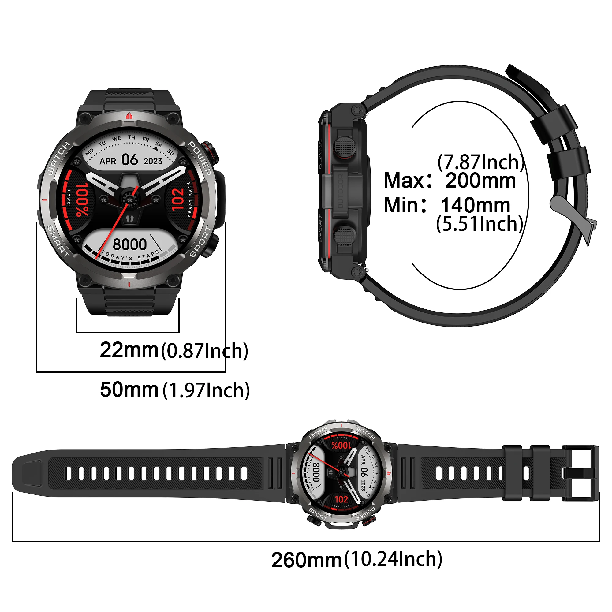 Blackview W50 Waterproof Smart Watch 1.39‘’ Bluetooth Calls Men Women Watches Fitness Tracking Sport Smartwatch for Android IOS