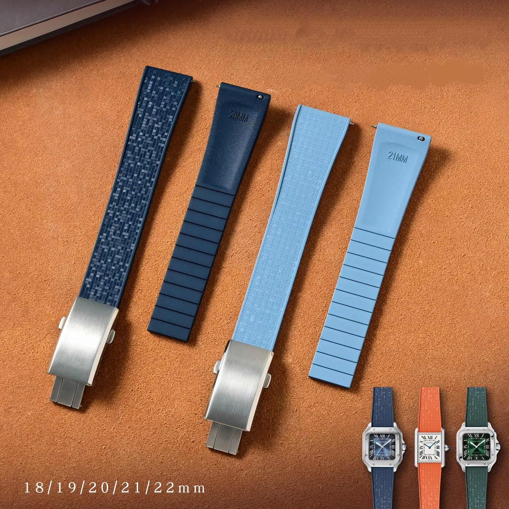 Skin-Friendly Mosaic FKM Watch Strap for Grand Seiko Omega Speed Master Available in 19mm 20mm 21mm 22mm Sizes