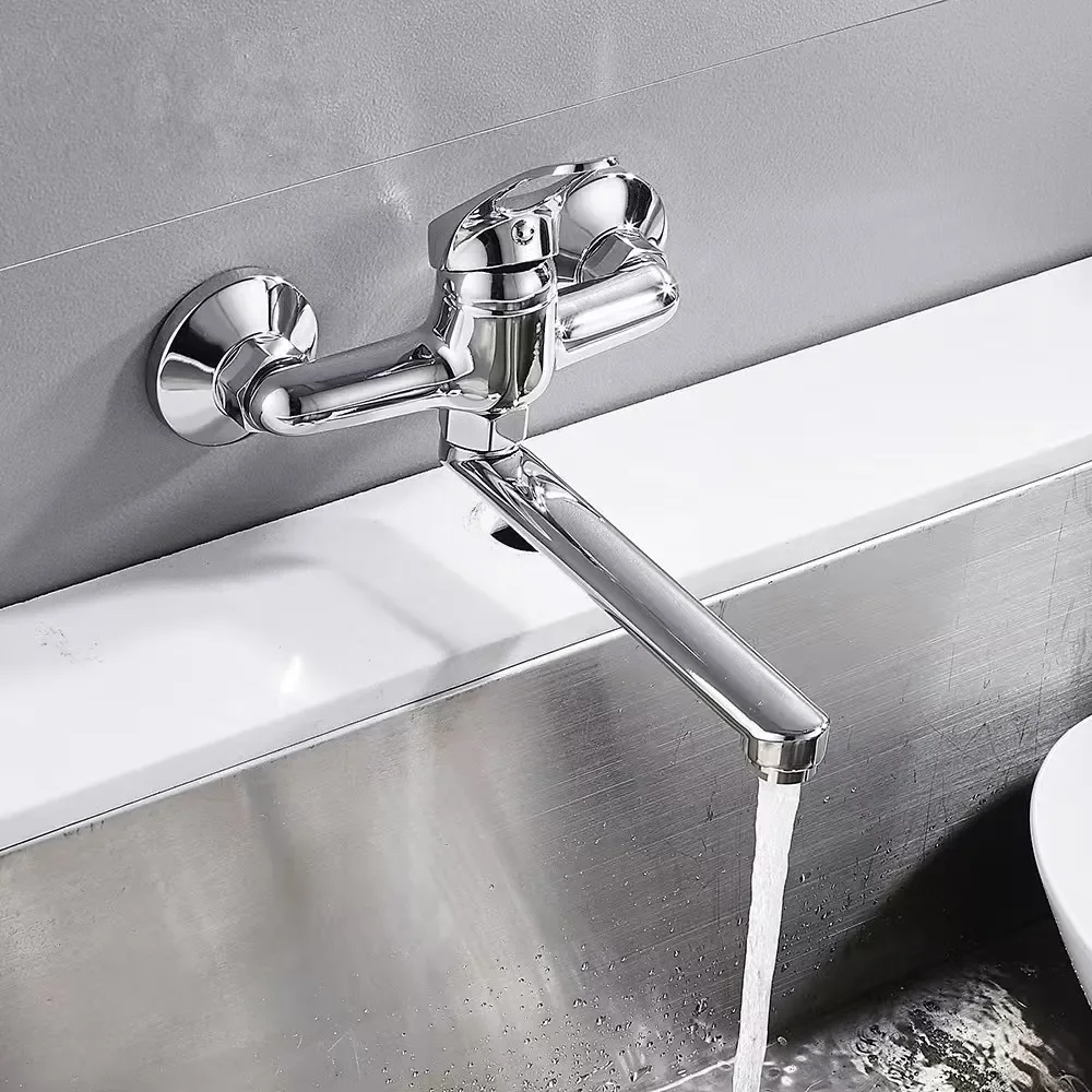 

Смеситель для кухни, настенный смеситель для ванной комнаты, полностью медный, с одной ручкой, смеситель для раковины с горячей и холодной водой