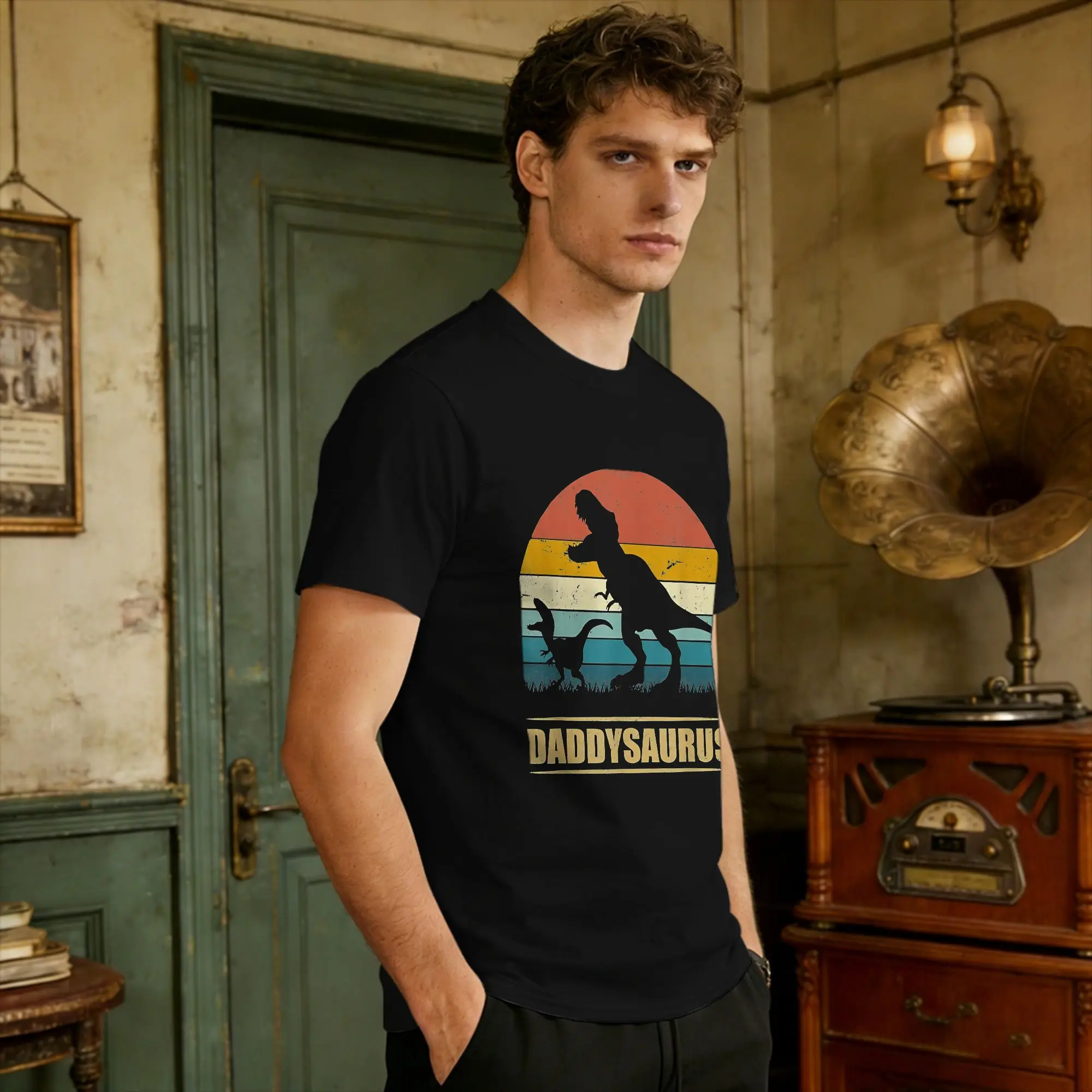 Daddysaurus Shirt Fathers Day Gifts Cotton T Shirt For Men's Summer T Rex Daddy Saurus Mens  Vintage T-Shirts Casual Tops
