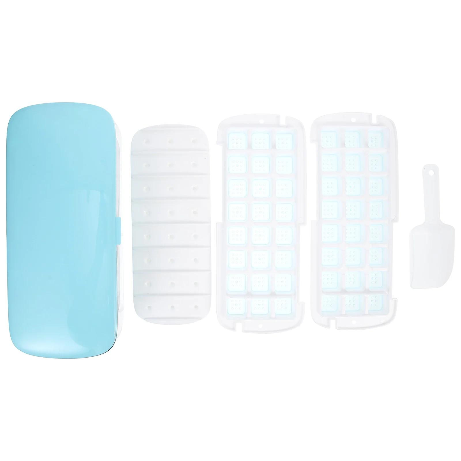 

Silicone Ice Cube Tray Mold 12 Cavities Blue Lid Reusable Portable Storage Solution Non Alcoholic Beverages Water Coffee Jelly