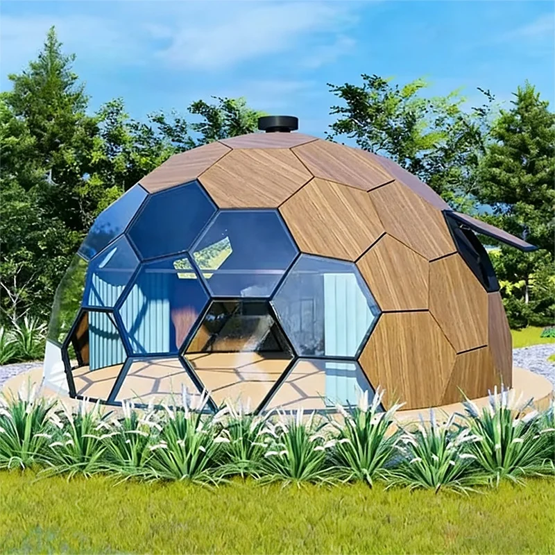 Customization  Wooden Honeycomb Glass Dome Camping Tent Aluminum Wedding Church Resort Hotel Luxury Tent