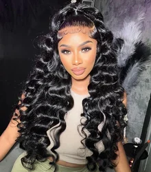 250 Density 13x6 Hd Loose Deep Wave Frontal Wig 30 40 inch Transparent Lace Wigs 100% Human Hair Curly Lace Front Wig For Women