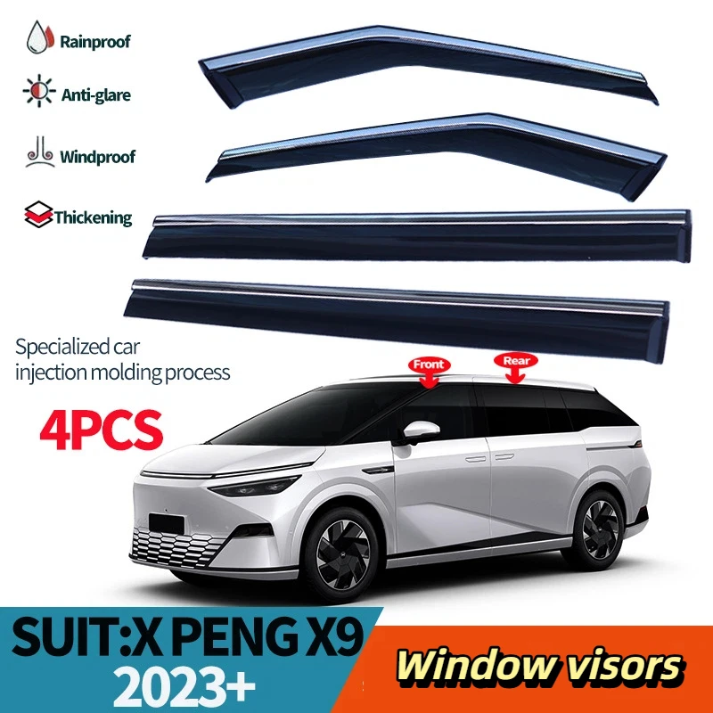 For XPENG X9 Window visors,PC3D stainless steel bright strip window windshield