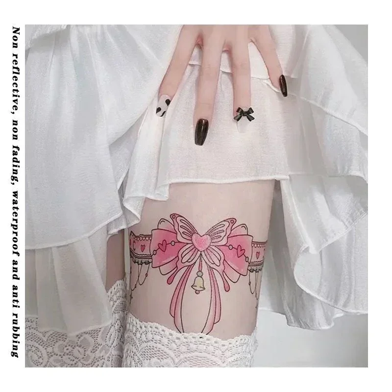 

Cute Pink Ribbon Bow Waterproof Fake Tattoo Sticker Temporary Tattoos Cartoon Body Art Tatoo