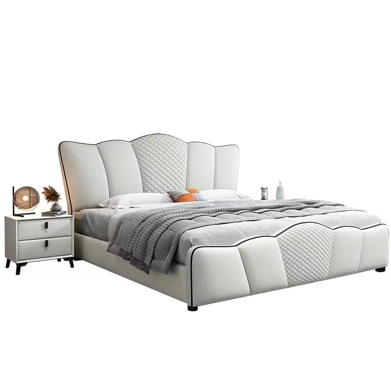 

Minimalist, leather bed 1.8 meters, double, modern, simple, soft, solid wood, tatami