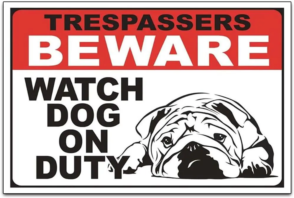 Beware Watch Dog On Duty- Funny Retro Classic Art Wall Decoration - Garage Tin ​Metal Signs Artwork - Original Vintage Desi sign