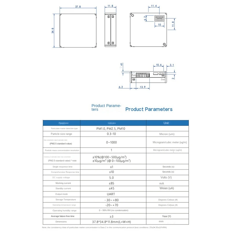 MPM10-AG PM2.5 Laser Poussière ParemploySensor Tech Poignées ects NikGaz Air Qualité Détection Plantower Pour Purificateur