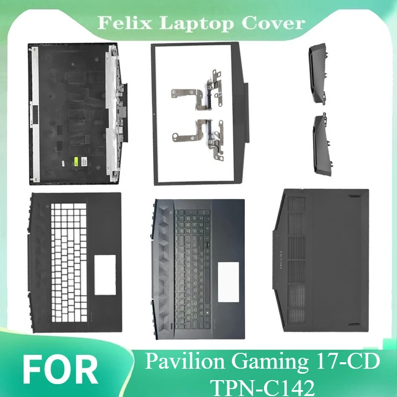 

For Pavilion Gaming 17-CD TPN-C142 New LCD Back Cover Front Bezel Palmrest Bottom Case Hinges Air Outlet Housing Cover 17.3