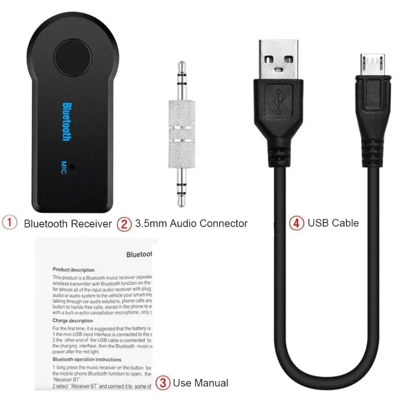 VIKEFON Bluetooth Audio Receiver Stereo 3.5mm Jack AUX Bluetooth Adapter MP3 Car Transmitter Wireless Speaker Headphone Adapter image 6