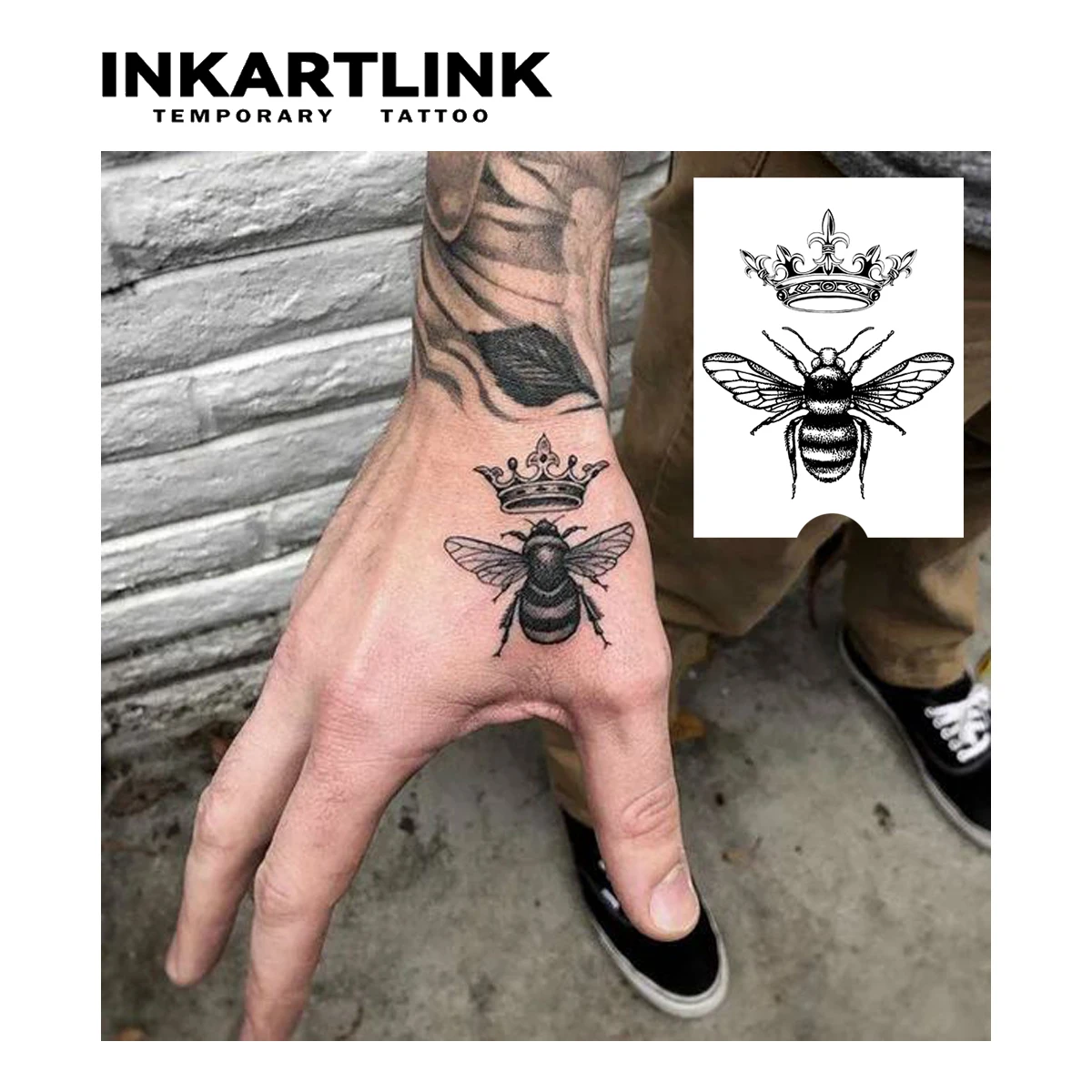 Queen bee Temporary Tattoo,Lasts To 15 Days New Technology Magic Waterproof Semi Permanent Sticker.