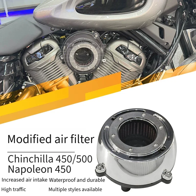 For Benda Chinchilla 450 500 Napoleon 450 Semi-Transparent Air Filter High Flow Waterproof No-Drill Accesorios Moto