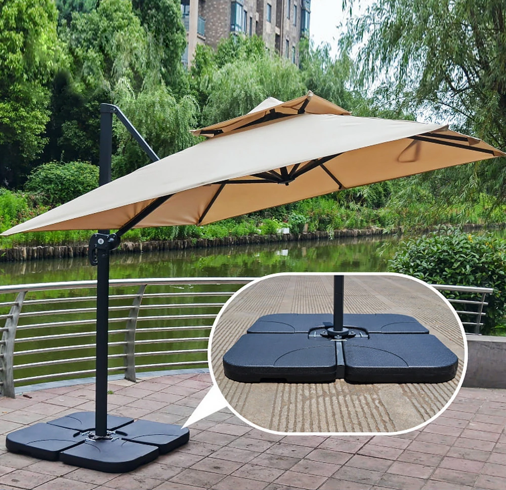 20" Square 4 Pieces Plastic Water Injection Sun Umbrella Base Parasol Base High Quality PP Material Easy to Use&Store[US-Stock]