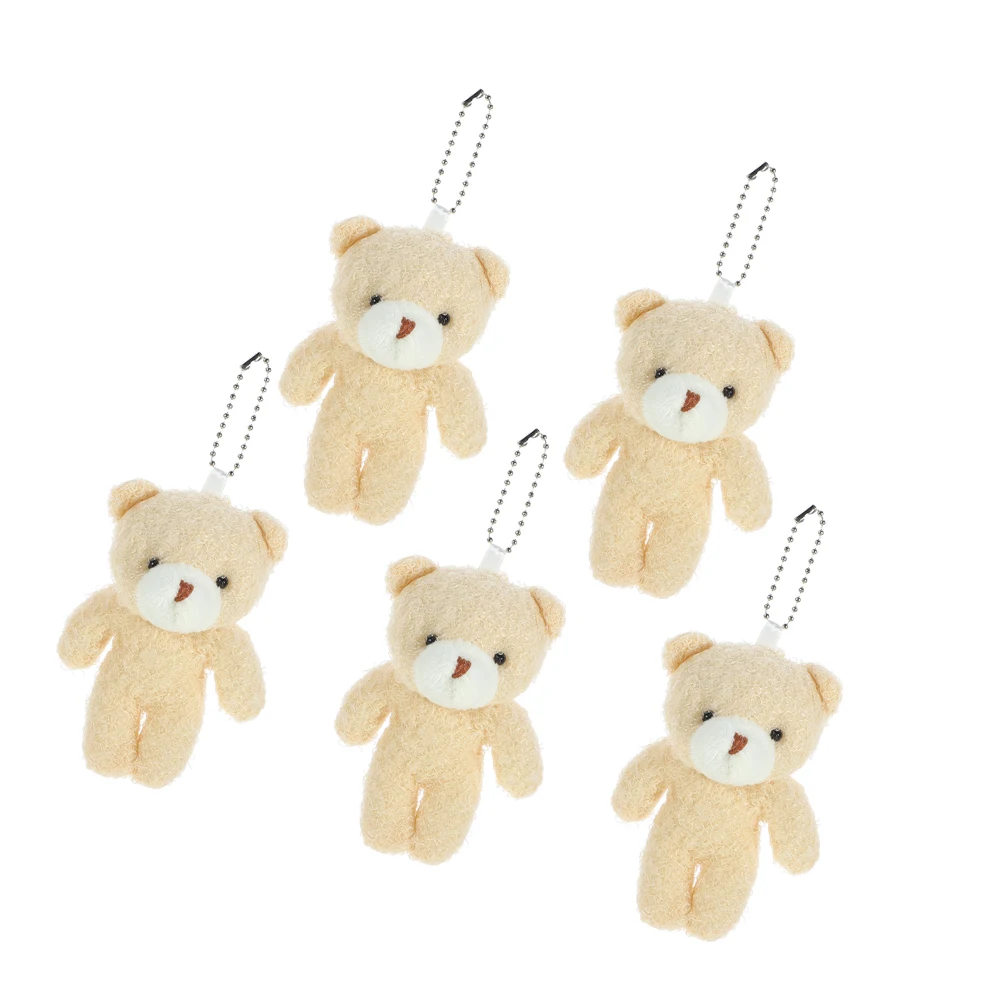 

5 Pcs Pendant Mini Cartoon Bear Stuffed Cartoon Tiny Bear Toys Lightweight Keychain Accessories