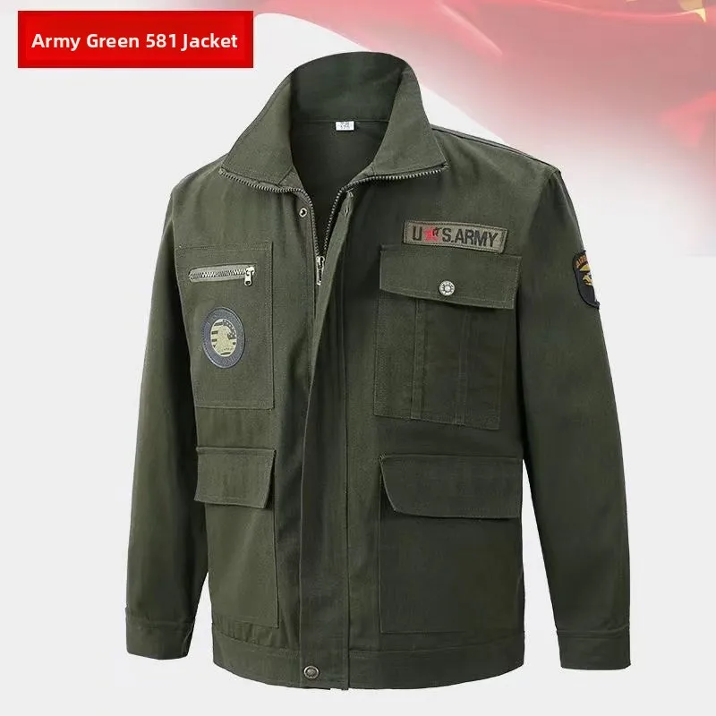 

Thiened Workwear Jaet for Men Welding Garment Anti-Heat Wear Resistant Work orm Single Piece Upper Apparel