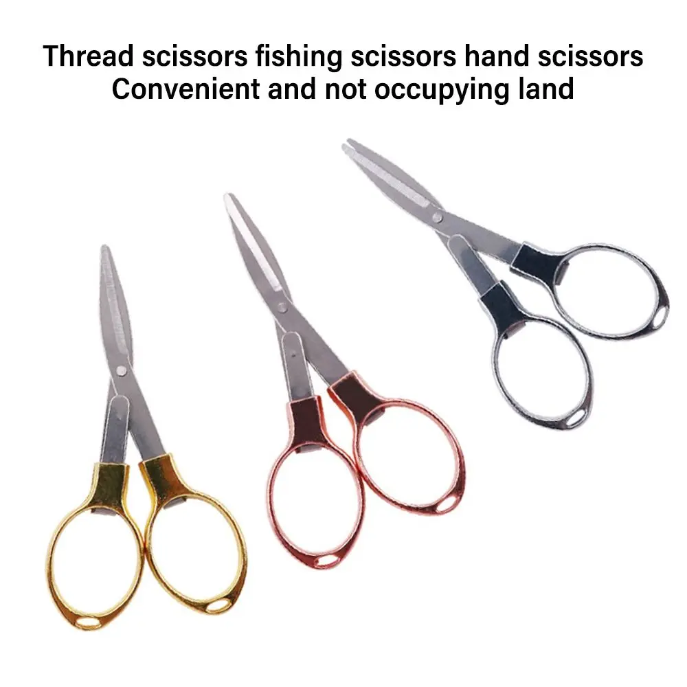 Portable Folding Scissors Stainless Steel Hand Tool Fishing Line Cutter Folding Multifunctional Stationery Scissors Student