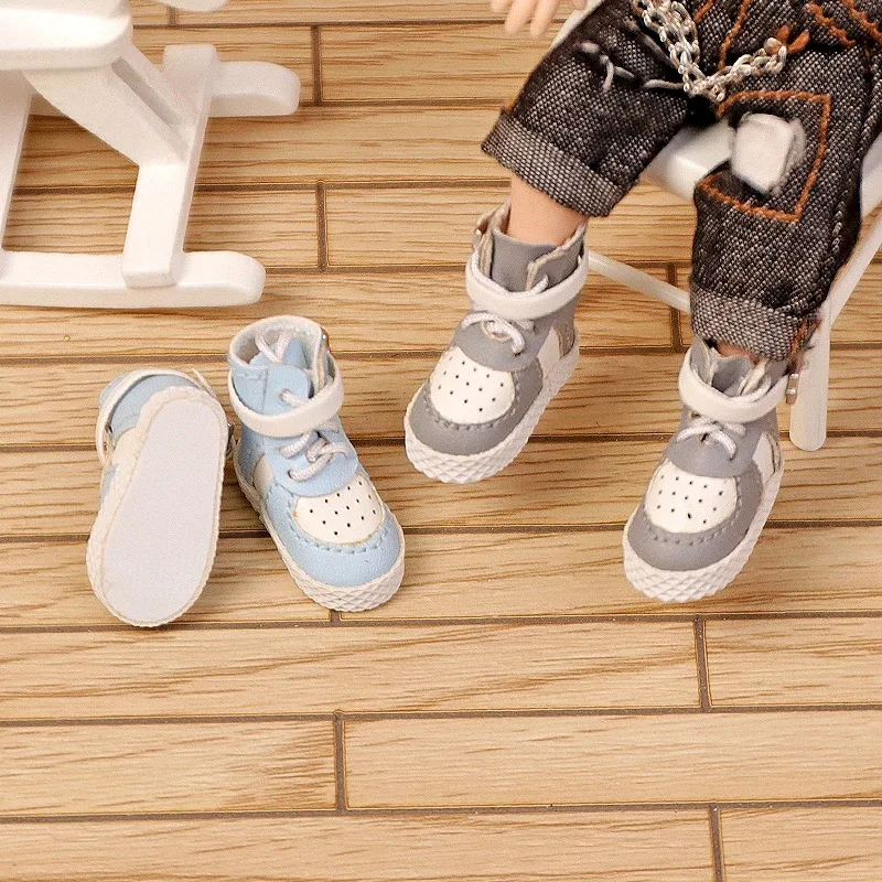 

High-top Laser Sneakers for OB11 Doll 1/12 BJD Dolls Shoes PU Leather Mini Casual Sports Shoes 5 Colors Doll Accessories