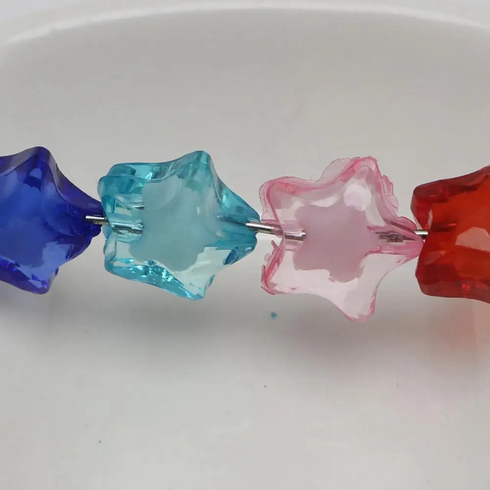 50 Mixed Color Acrylic Faceted Star Charm Beads 16/20mm \
