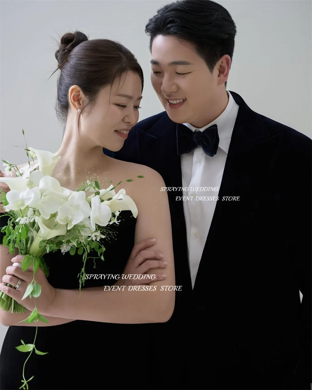 RZUTY Elegancka suknia wieczorowa o kroju syreny Korea suknia ślubna sesja zdjęciowa aksamitna czarna bez ramiączek długi gorset impreza dostosowana 2025