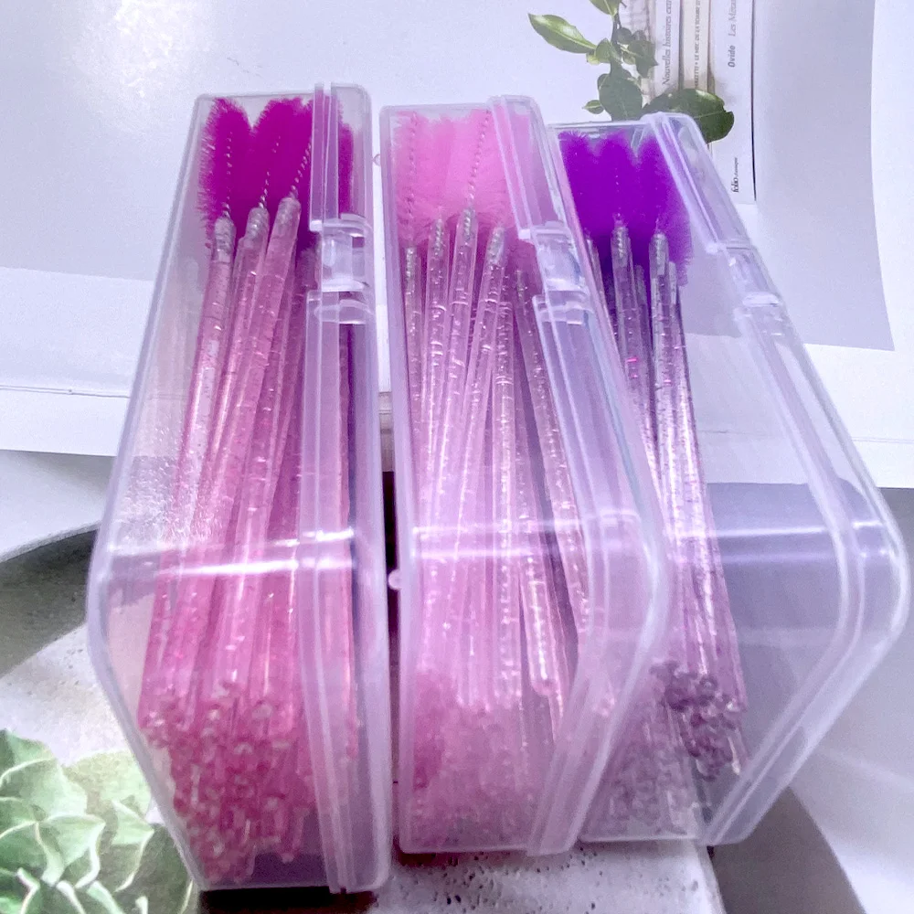 Zanse 100 قطعة فرش رمش كريستال الماس مقبض فرشاة للمكياج عصي الماسكارا قضيب صندوق التعبئة رمش تمديد أدوات #5