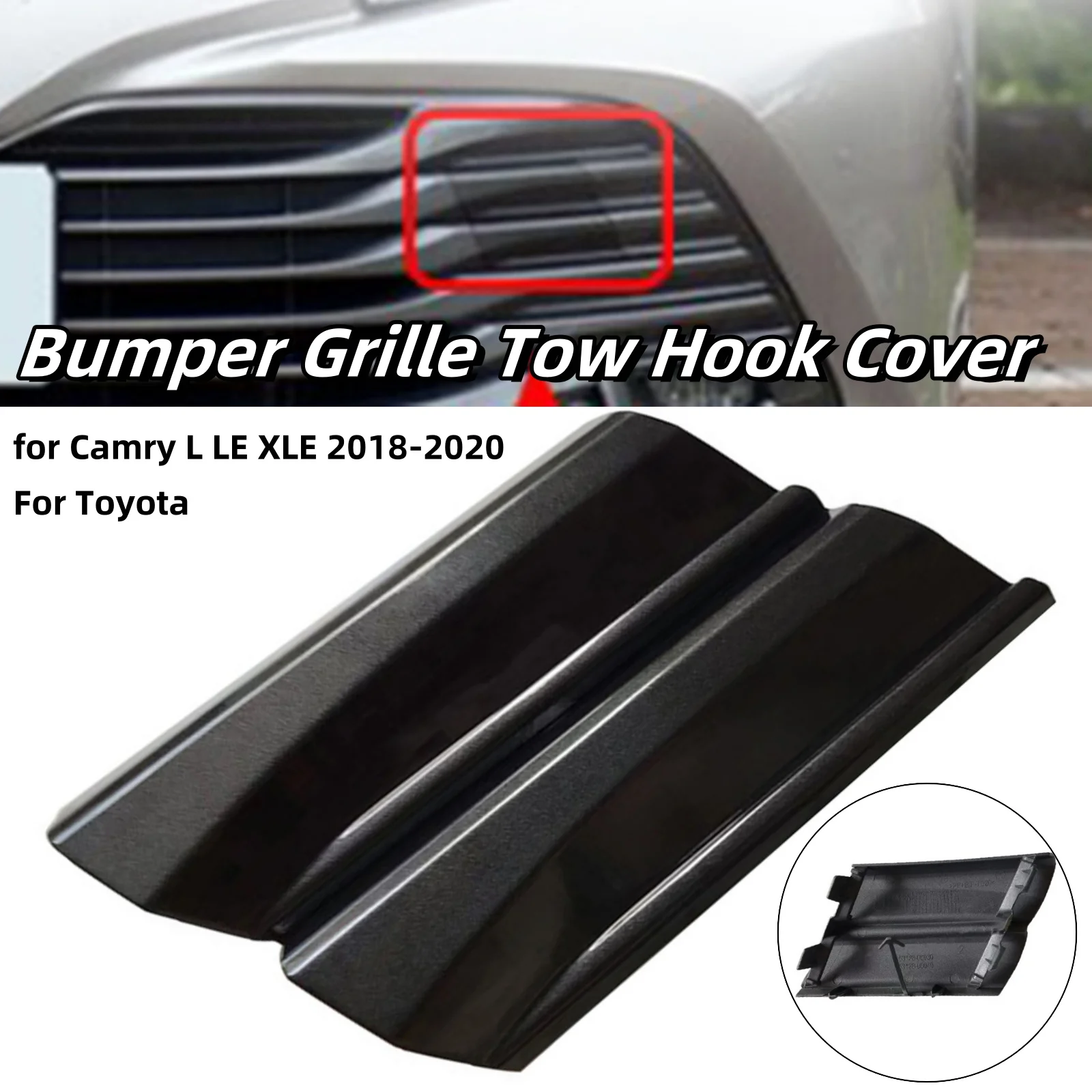 

Car Front Bumper Grille Tow Hook Cover For Toyota For Camry L LE XLE 2018-2020 Car ABS Black Bumper Trailer Towing Hook Cover