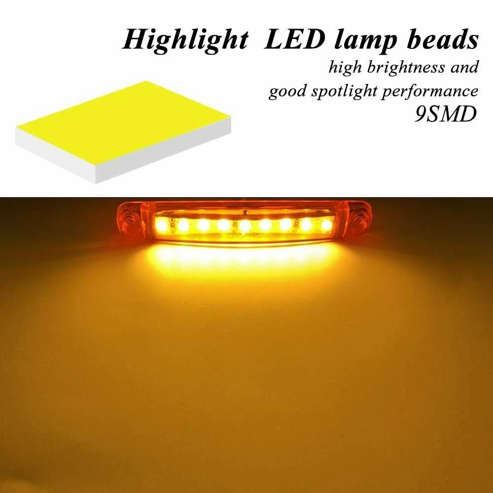 30X Sealed Red Amber White 9 LED Side Marker Lights for Truck Trailer Lorry 4inch Rear Side Lamp