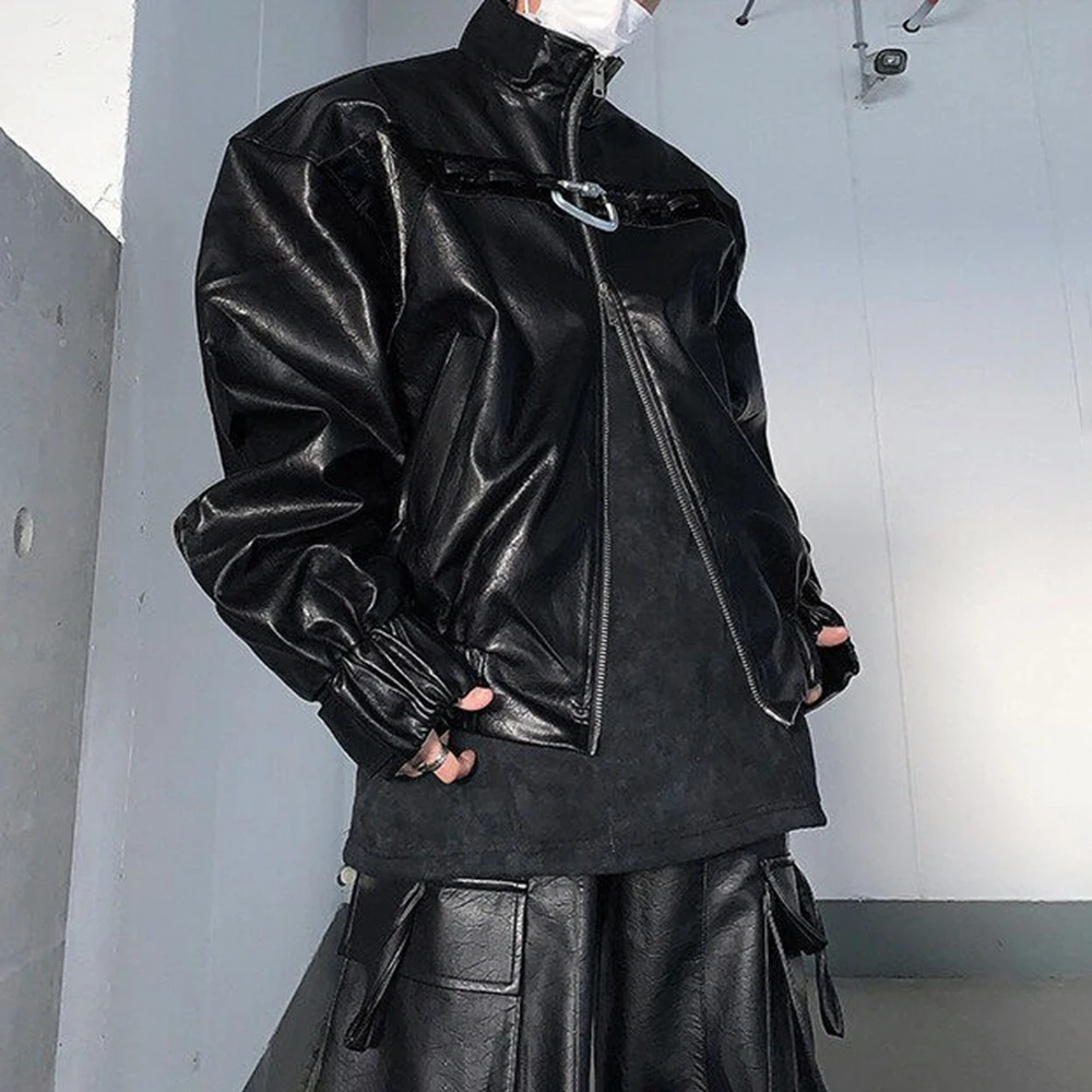

Mens Motorcycle Pu Leather Metal Button Jacket Autumn Streetwear Fashion Hip Hop Biker Versatile Jacket Men'S Clothing 2025 New