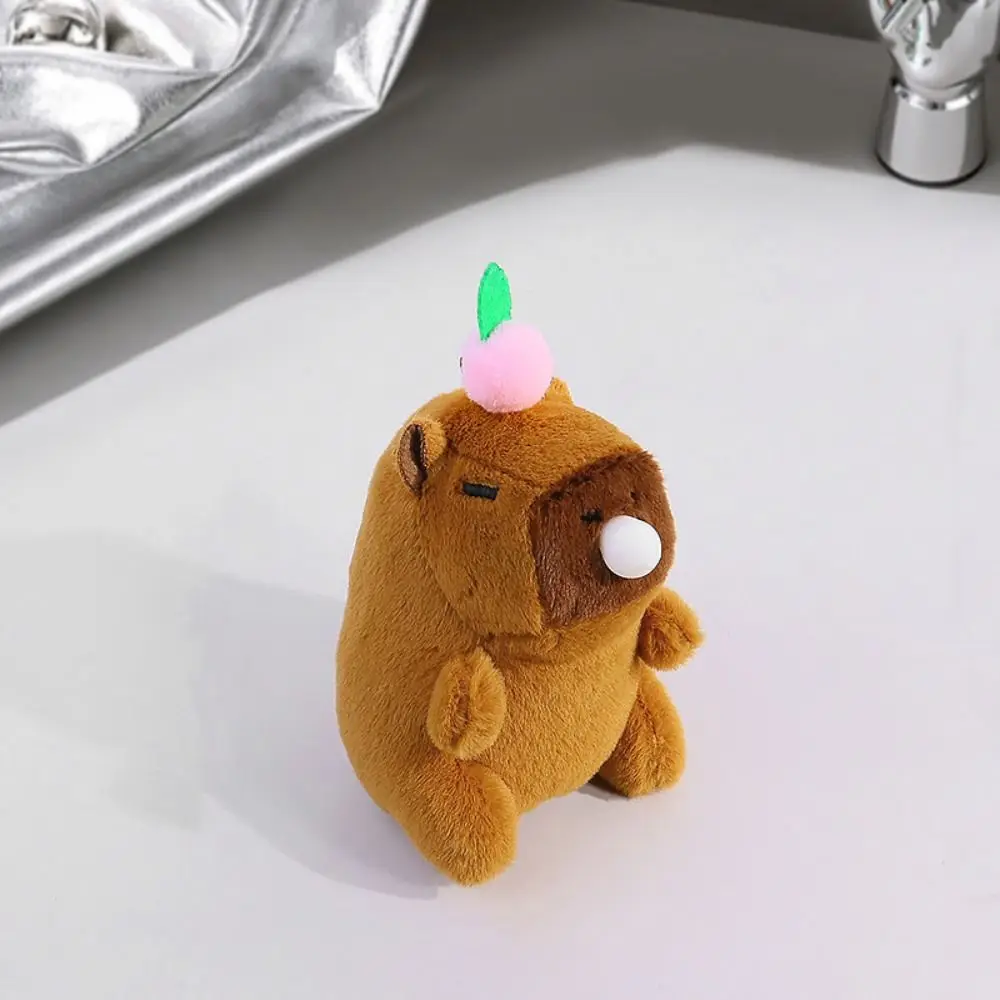 Unique Fluffty Capybara Plush Key Chain Radish Funny Stuffed Animals Toy Kawaii Soft School Bag Pendant Hanging Accessory