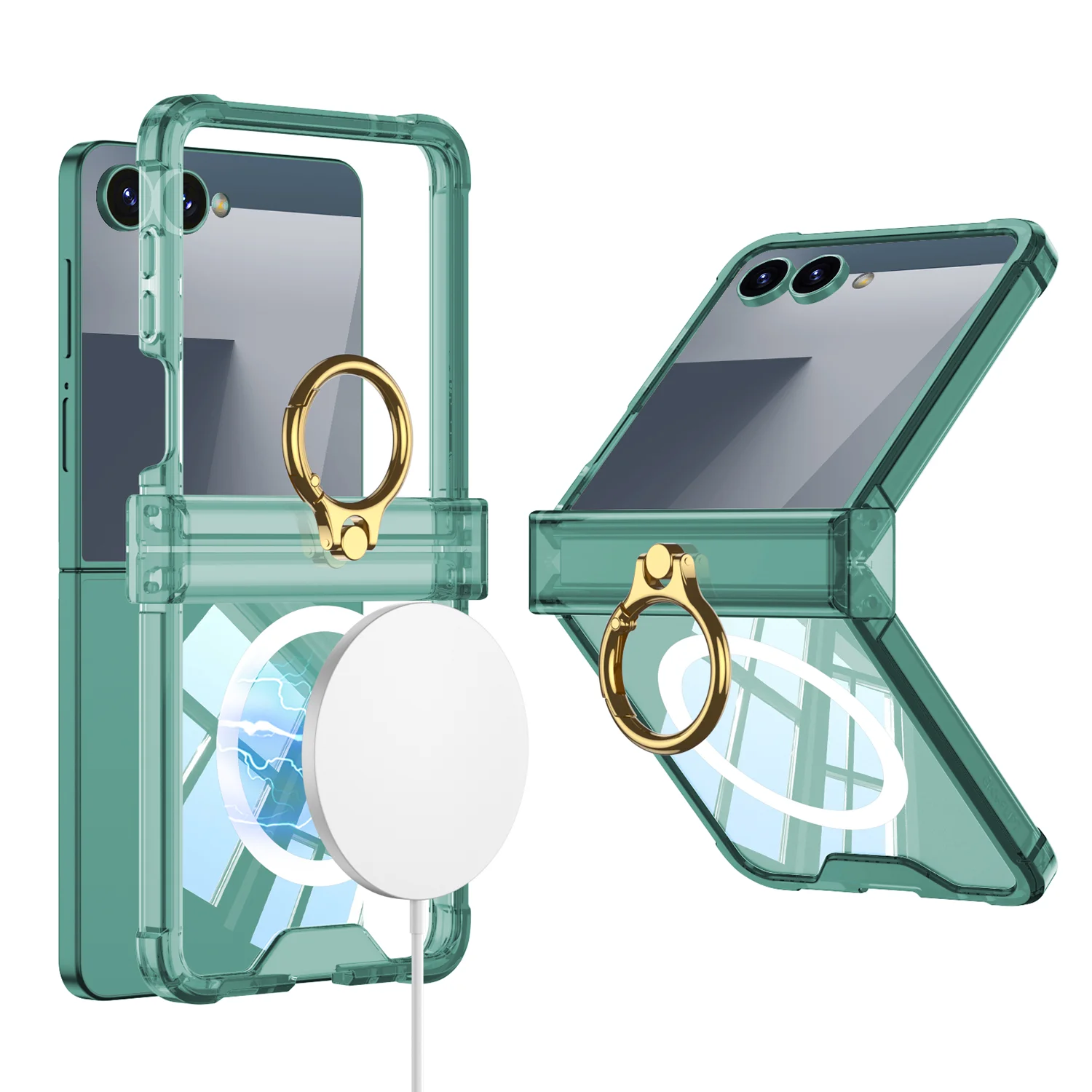 Anti Collision Airbag Ring Holder Magnetic Phone Case Suitable For Samsung Galaxy Z Flip 7 6 5 5G Anti Fall Protection Cover