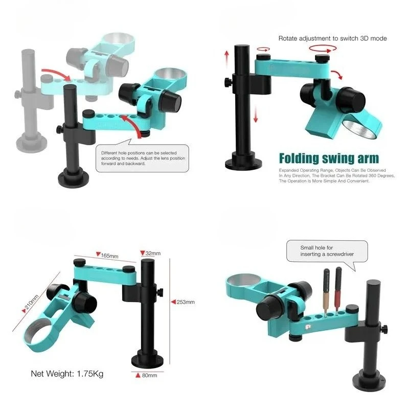 2026 hot sale RF4 Microscope Stand Design Screwdriver Hole Position Convenient Placement Operation At Any 360 Degree Rotate