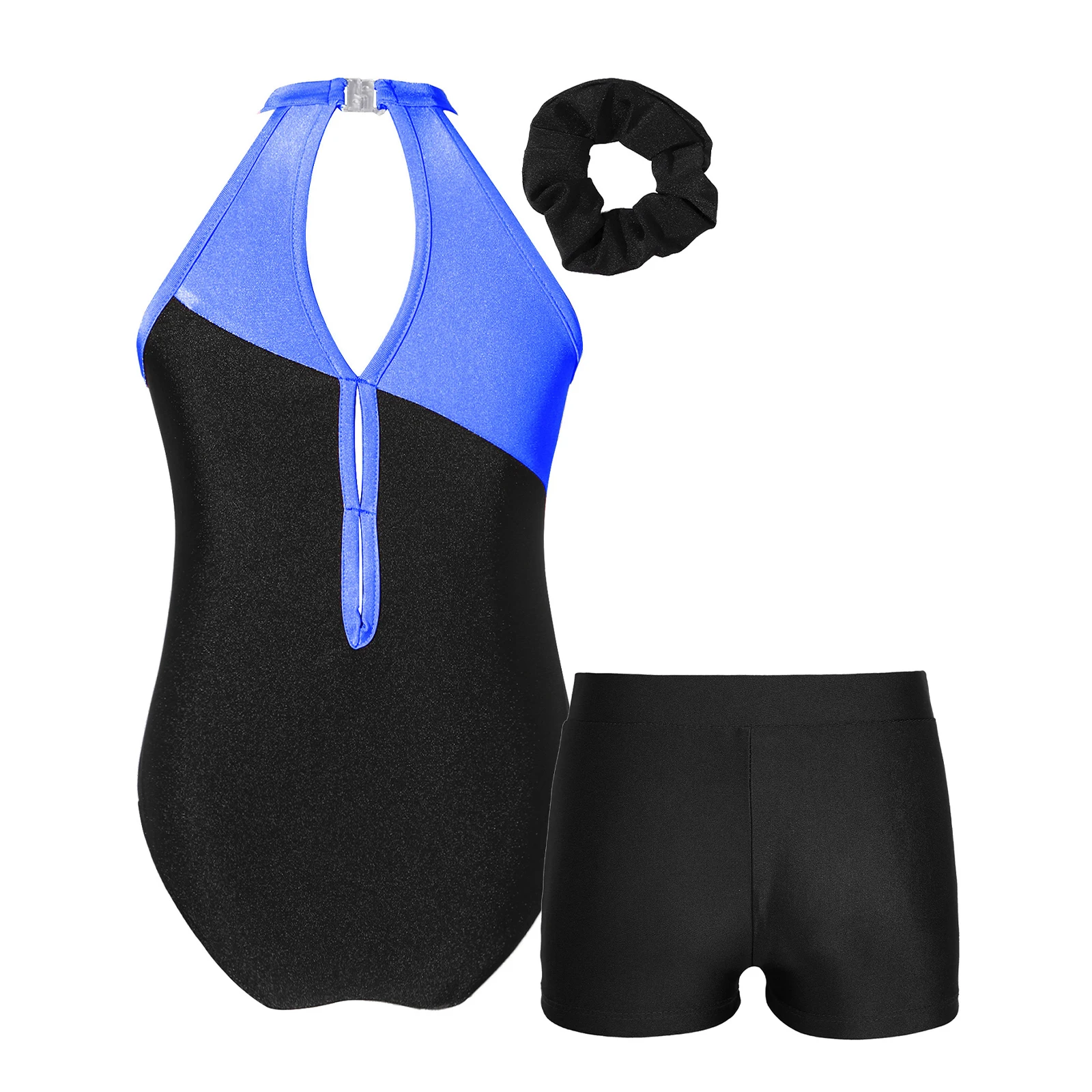 Gymnastiekmaillots Voor Meisjes Sprankelende Dans Unitards Biketards Korte Broek Met Haarband Atletische Unitards