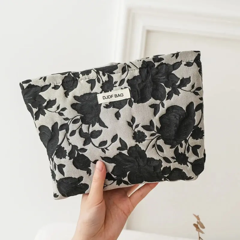 Women\'s Makeup Bag Classical Flowers Large Capacity Cosmetic Storage Bag Commuter Handy Clutch Bag Travel Amenity Bag Ins Style