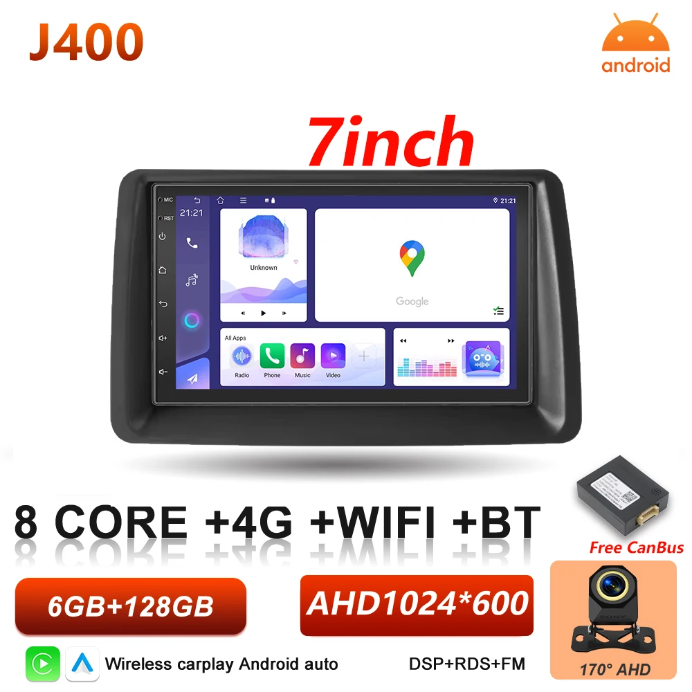 Android 16 Auto autoradio voor Fiat Panda 2003 2004 2005 2006 2007 2008 - 2012 Carplay multimediaspeler stereo GPS head unit DSP