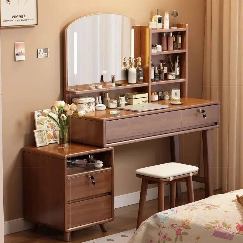 Extension Retro Drawers Vanity Desk Stool Shelves Mid Century Adult Cabinet Vanity Mirror Tall Wood Tocador Maquillaje Furniture