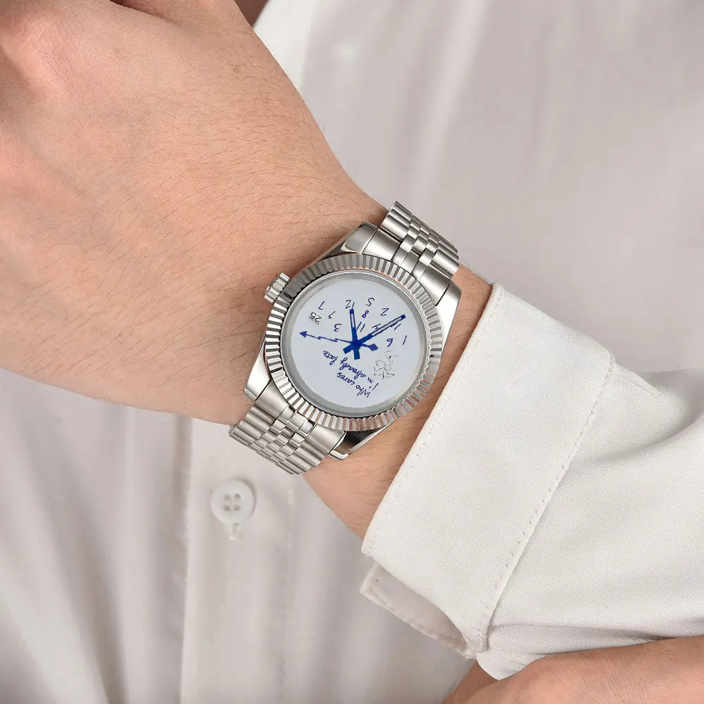 39 men's watch NH35 movement automatic mechanical watch "Who Cares I'm already Late" sapphire glass stainless steel strap