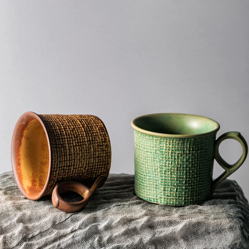 Ceramic Tea Cup and Saucer  Coffee Cups Pottery Mug for Cappuccino, Latte, Espresso & Americano Japanese Style