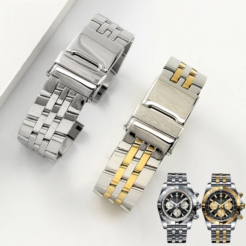 20mm 22mm 24mm Solid Stainless Steel Watch Strap For Breitling Navitimer Chronomat Superocean Heritage Band Premium Man Bracelet