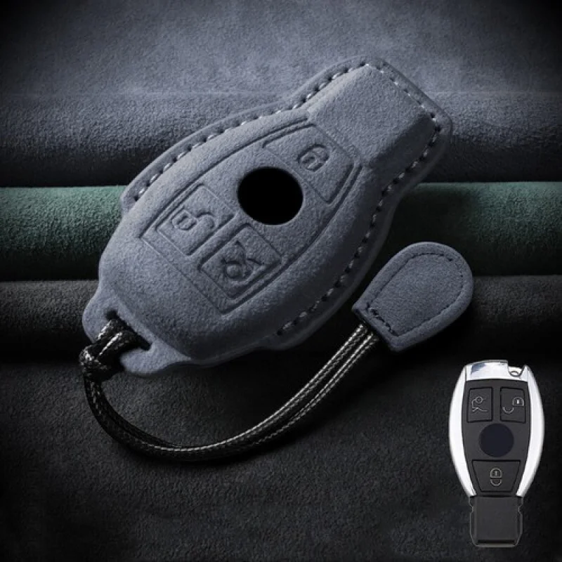 A + جلد الغزال سيارة مفتاح فوب غطاء لمرسيدس بنز C E S G CLS CLA CLK GLK #6