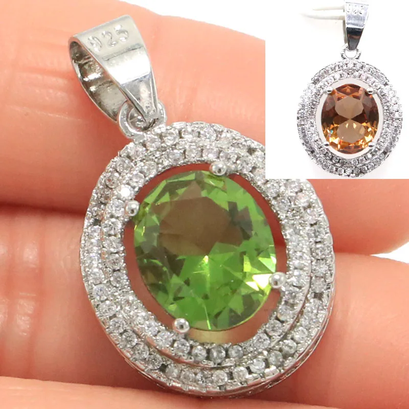Buy 4 Get 1 Free 28x16mm Pretty Color Changing Alexandrite Topaz Zultanite Fire Rainbow Mystic Topaz Emerald CZ Silver Pendant