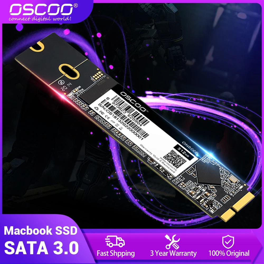 OSCOO-disco duro SSD HDD para Macbook Air A1465 A1466 Pro A1425 A1398 año 2012, disco duro interno de velocidad rápida de 128GB 256GB