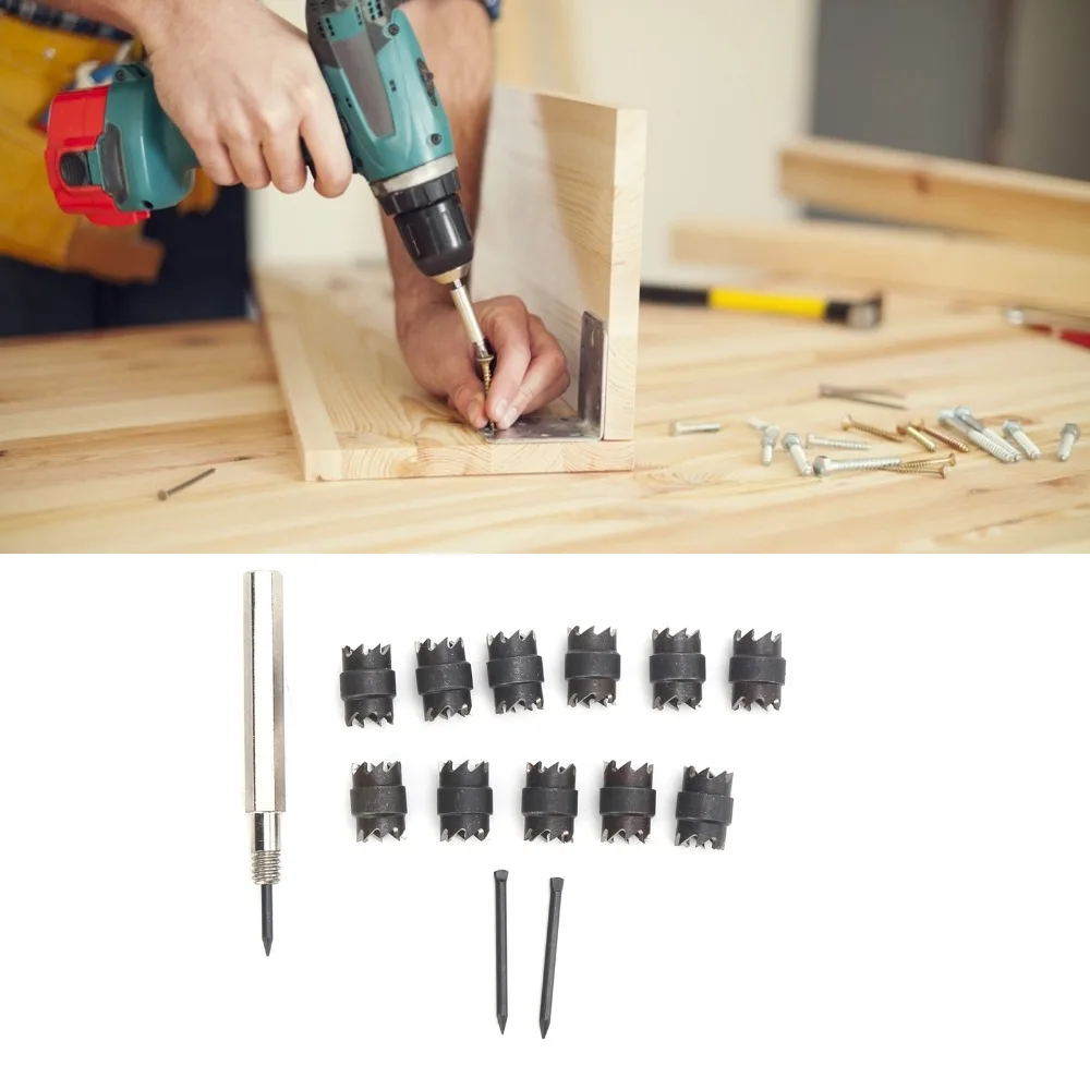13pcs Double Sided Spot Weld Cutter Set Hex Shank 3/8 Inch Diameter Sheet Metal Hole Cutter Power Drill Compatible